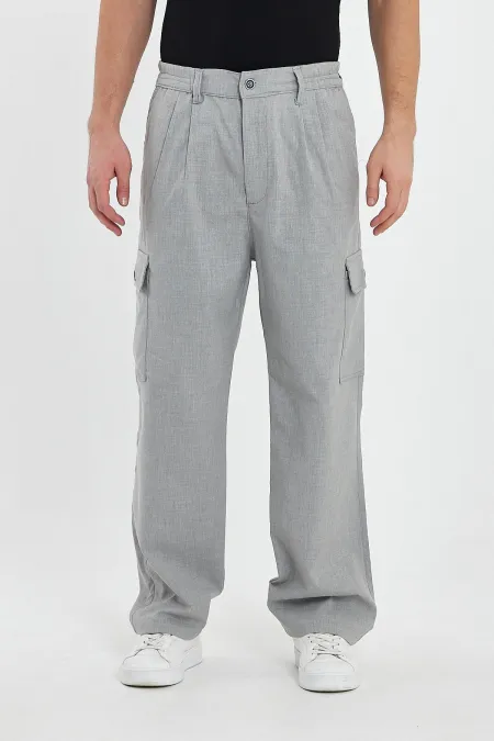 Pantalon cargo ample et flexible pour homme avec poches