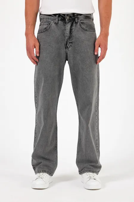 Jean baggy taille haute en coton pour homme