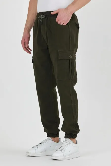 Pantalon cargo de jogging flexible pour homme avec taille et jambes élastiques et poches