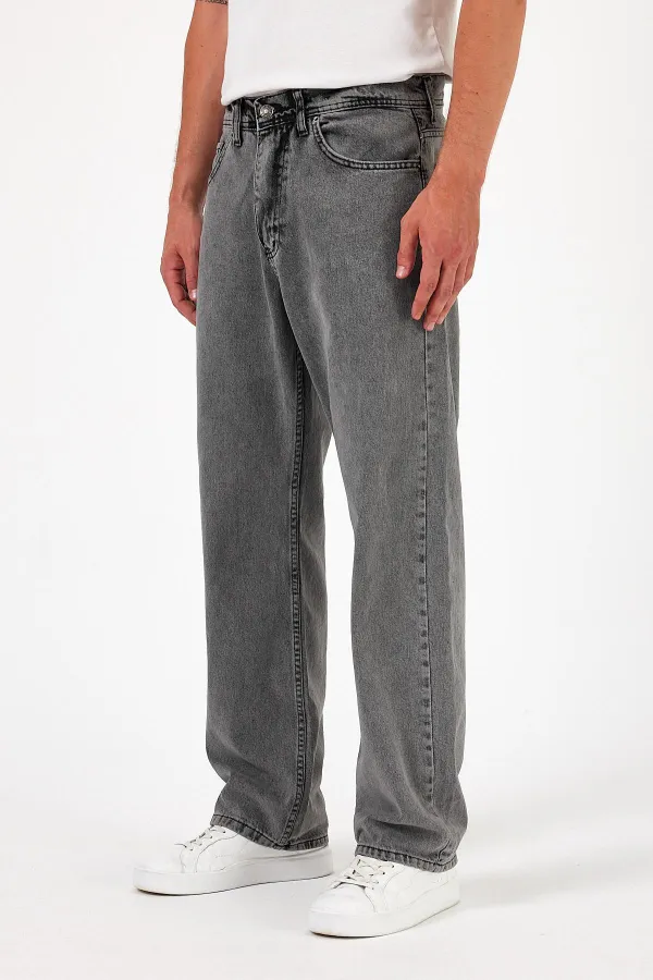 Jean baggy taille haute en coton pour homme