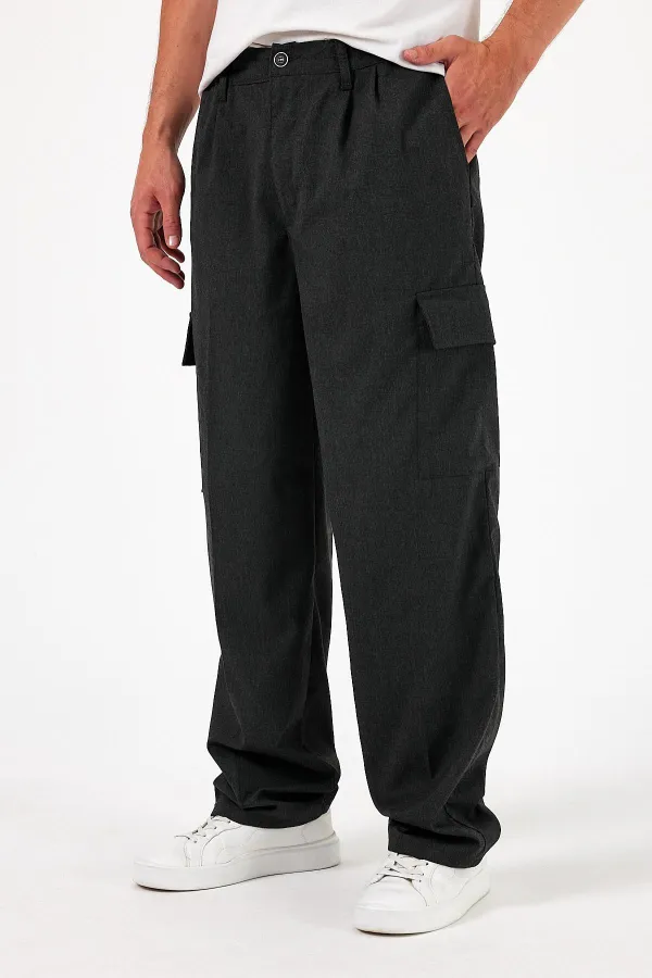 Erkek Oversize Esnek Bol Baggy Kargo Cepli Pantolon