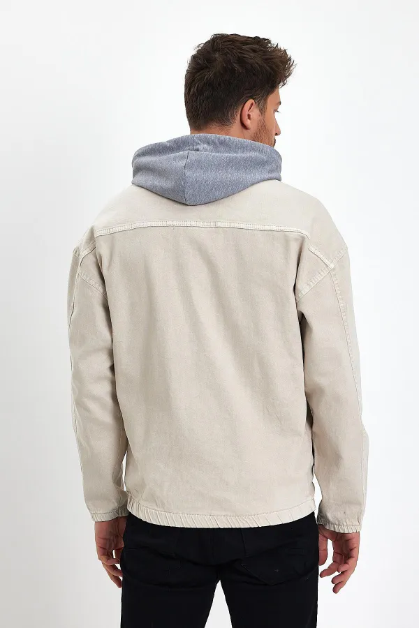 Erkek Pamuklu Fermuarlı Kapüşonlu Kot Ceket
