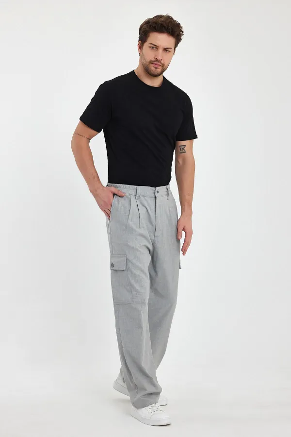Pantalon cargo ample et flexible pour homme avec poches