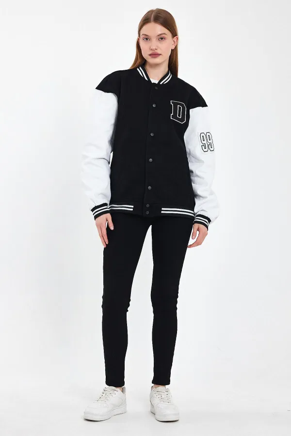 Veste universitaire surdimensionnée en denim et coton unisexe