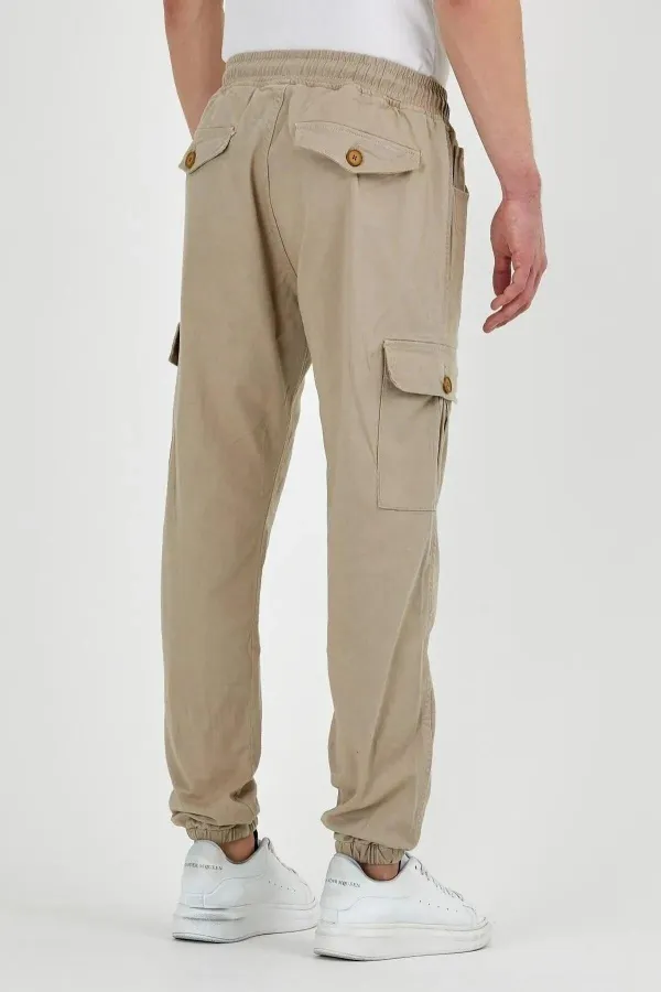 Erkek Bel Ve Paçası Lastikli Esnek Jogger Kargo Cepli Pantolon