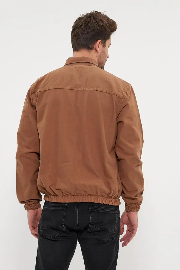 Veste en jean unisexe en coton à col polo zippé