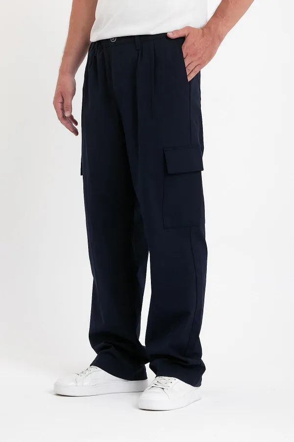 Pantalon cargo ample et flexible pour homme avec poches