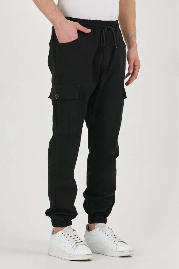 Pantalon cargo de jogging flexible pour homme avec taille et jambes élastiques et poches