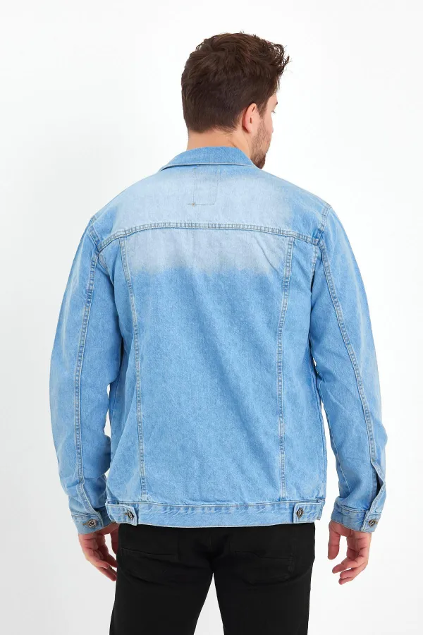 Veste en jean à col polo en coton pour homme