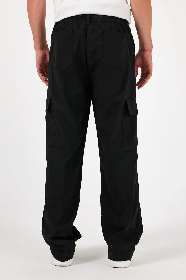 Pantalon cargo ample et flexible pour homme avec poches