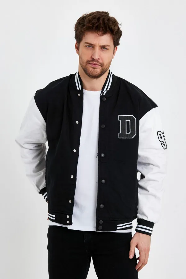 Veste universitaire surdimensionnée en denim et coton unisexe