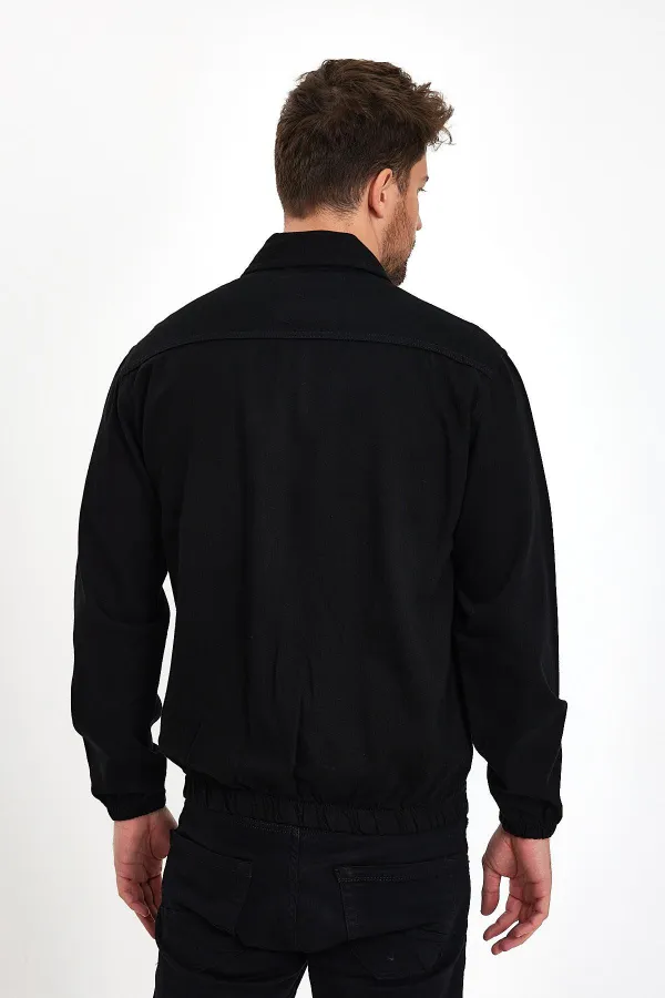 Veste en jean unisexe en coton à col polo zippé