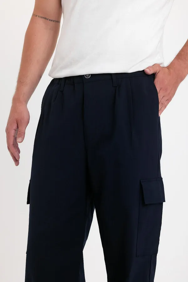 Pantalon cargo ample et flexible pour homme avec poches