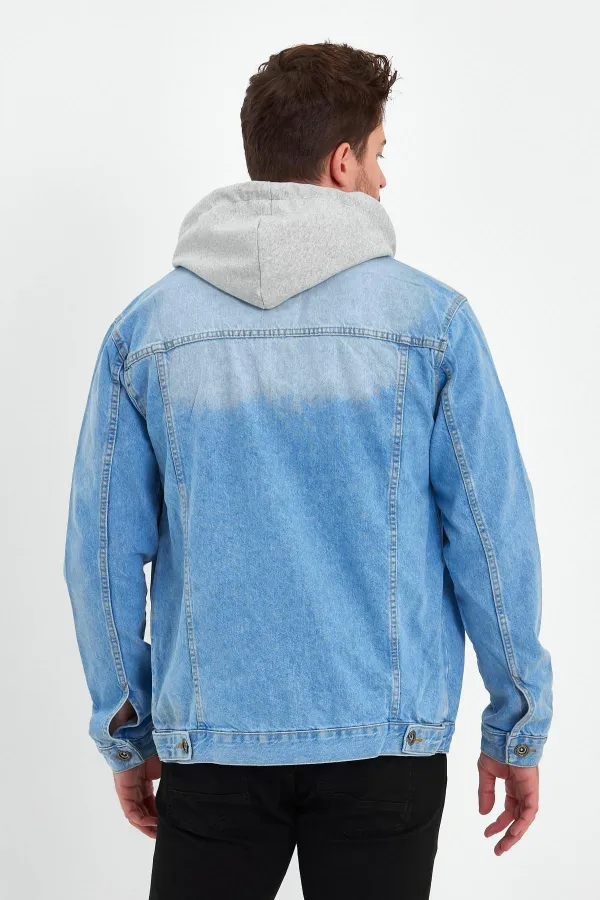 Veste en jean à capuche en coton pour homme