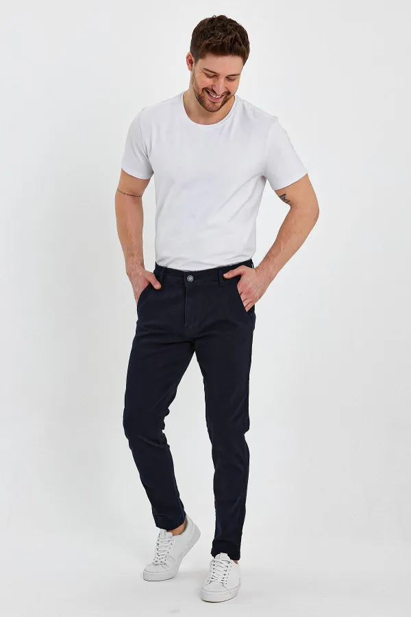 Pantalon chino classique à 5 poches pour homme