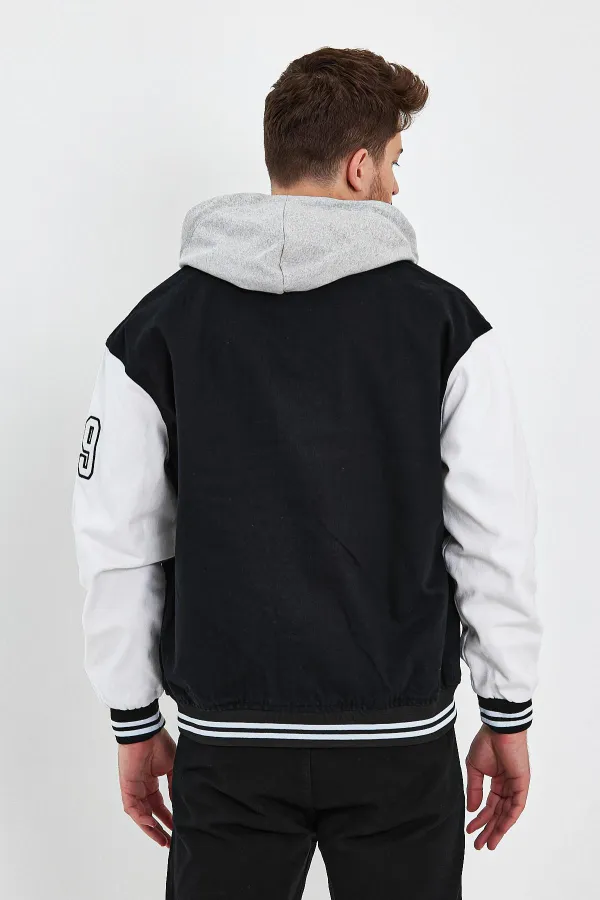 Unisex Pamuklu Kapüşonlu Oversize Kot Kolej Ceket