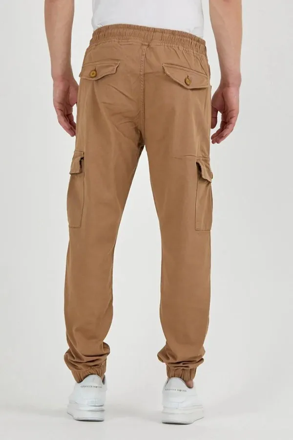 Men's Elastic Waist and Leg Flexible Jogger Cargo Pants with Pockets