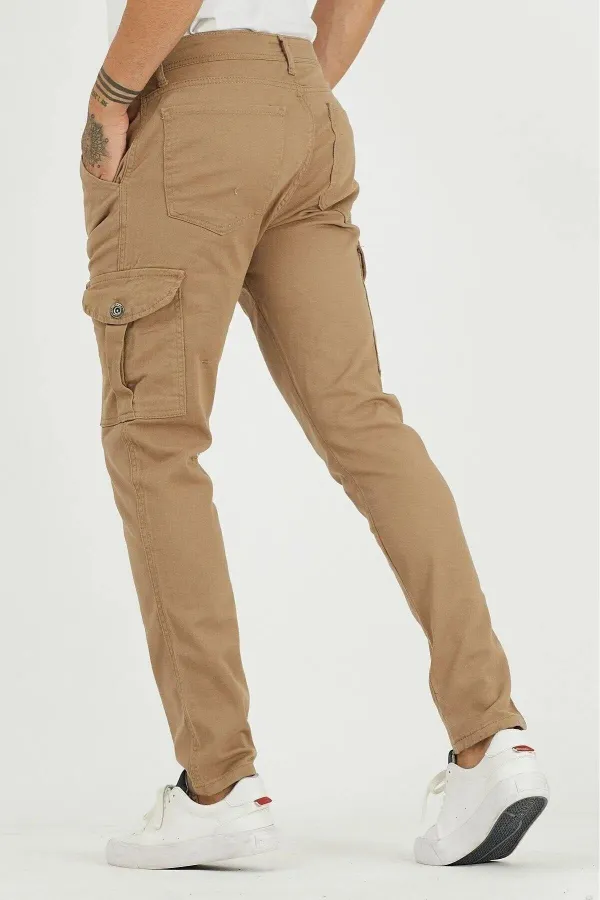 Erkek Lastiksiz Esnek Kargo Cepli Pantolon