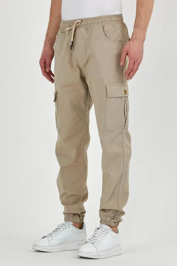 Erkek Bel Ve Paçası Lastikli Esnek Jogger Kargo Cepli Pantolon