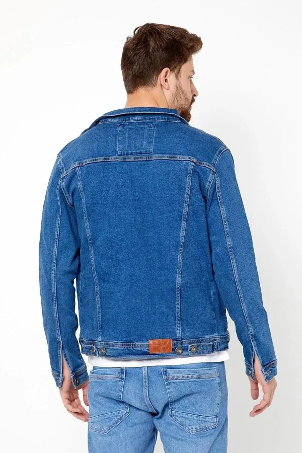 Erkek Pamuklu Polo Yaka Kot Ceket