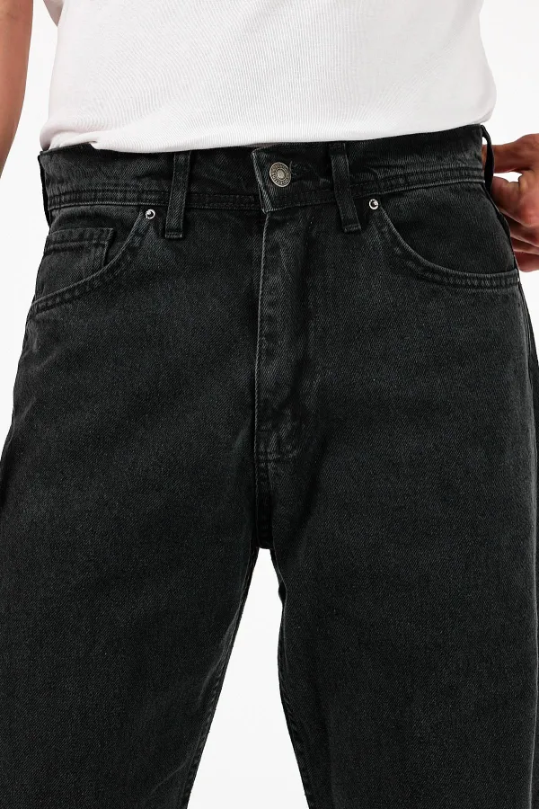 Jean baggy taille haute en coton pour homme