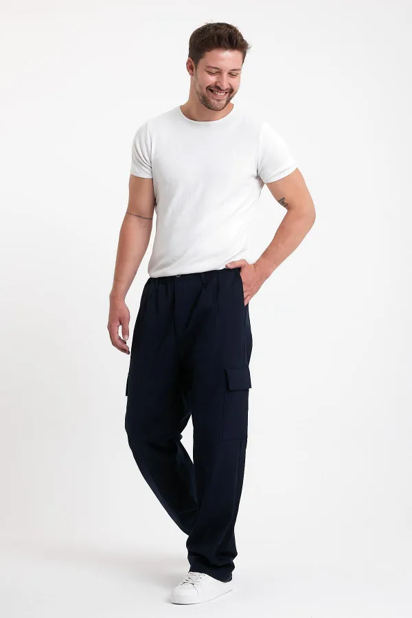 Pantalon cargo ample et flexible pour homme avec poches