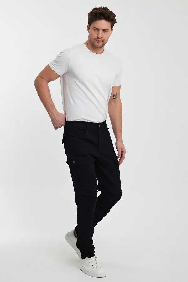 Erkek Dikiş Detaylı Esnek Kargo Cepli Pantolon