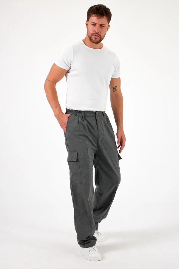 Pantalon cargo ample et flexible pour homme avec poches