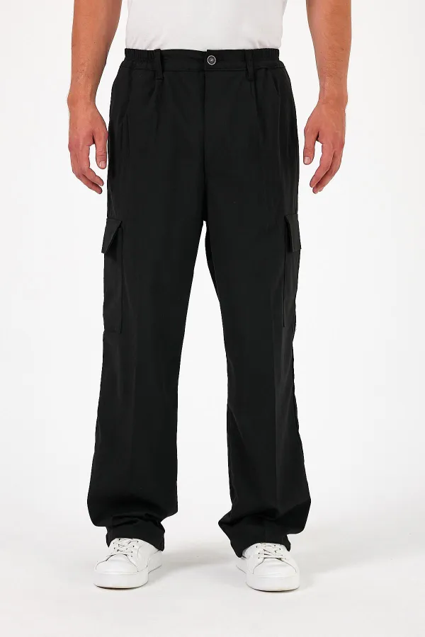 Pantalon cargo ample et flexible pour homme avec poches