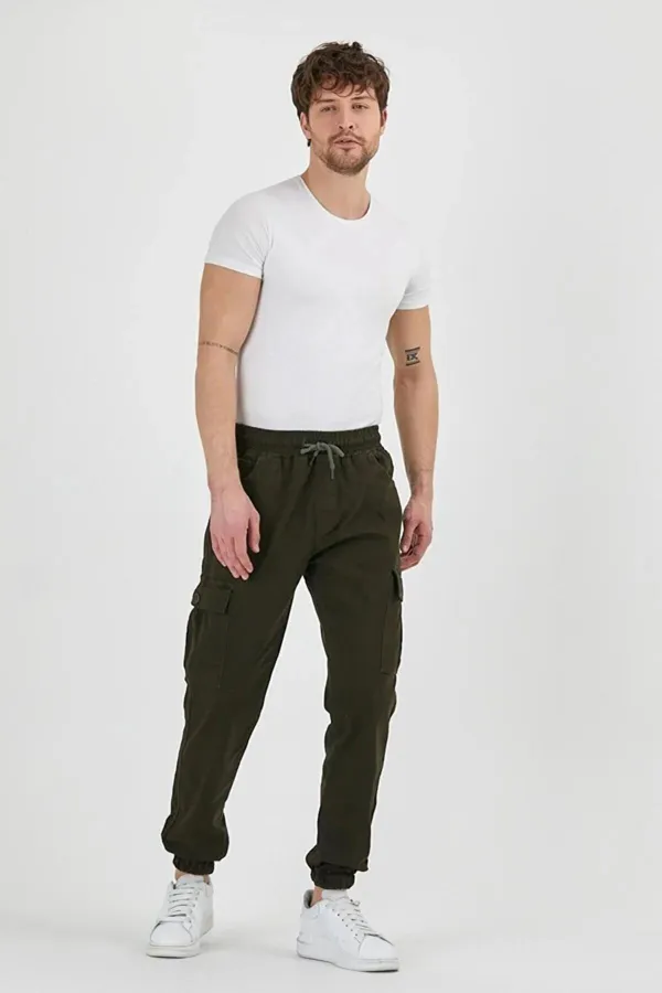 Pantalon cargo de jogging flexible pour homme avec taille et jambes élastiques et poches