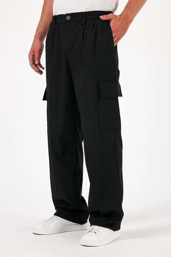 Pantalon cargo ample et flexible pour homme avec poches