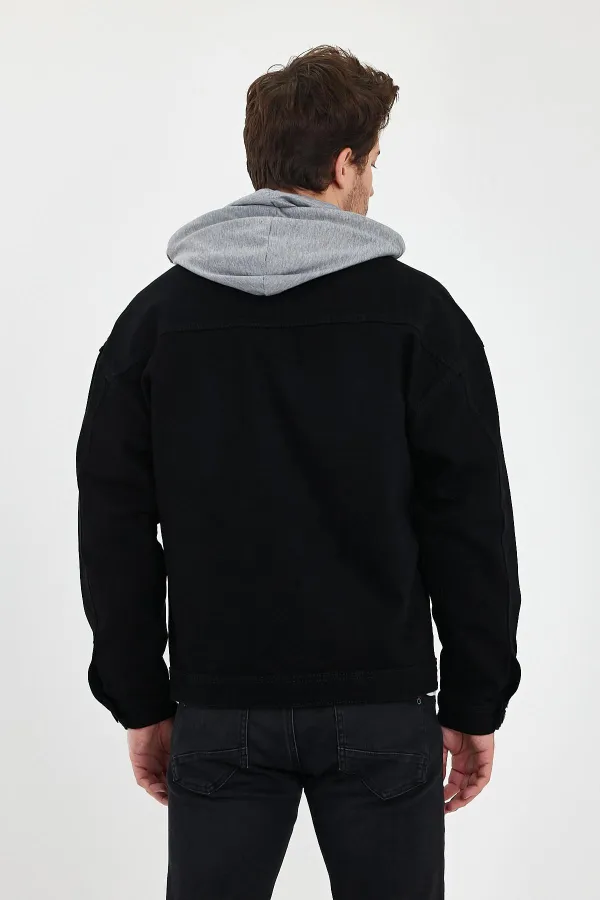 Veste en jean unisexe à capuche oversize en coton avec grandes poches