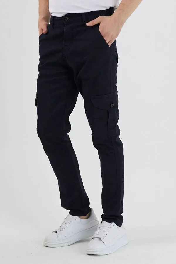 Erkek Lastiksiz Esnek Kargo Cepli Pantolon