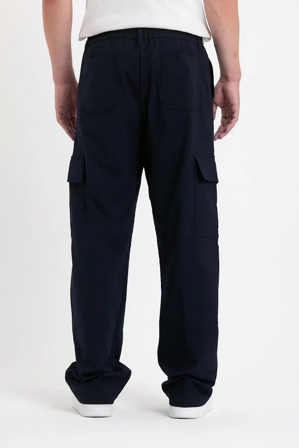Pantalon cargo ample et flexible pour homme avec poches