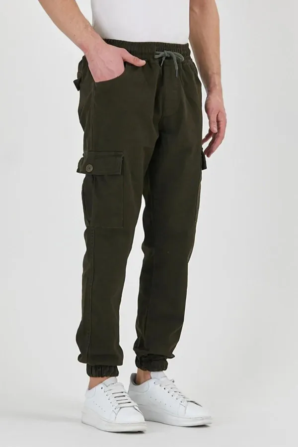 Pantalon cargo de jogging flexible pour homme avec taille et jambes élastiques et poches