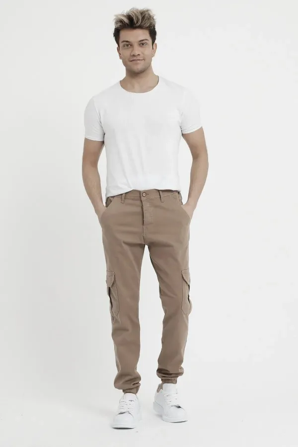 Erkek Paçası Lastikli Esnek Kargo Cepli Pantolon