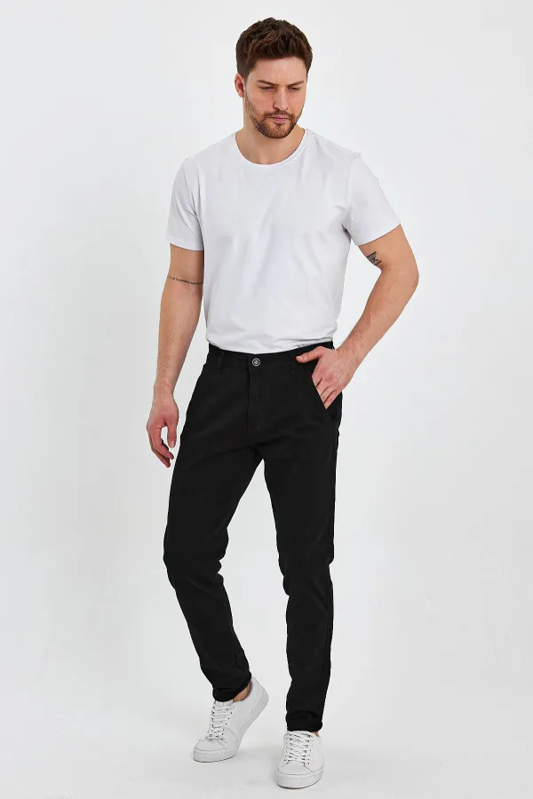 Pantalon chino classique à 5 poches pour homme