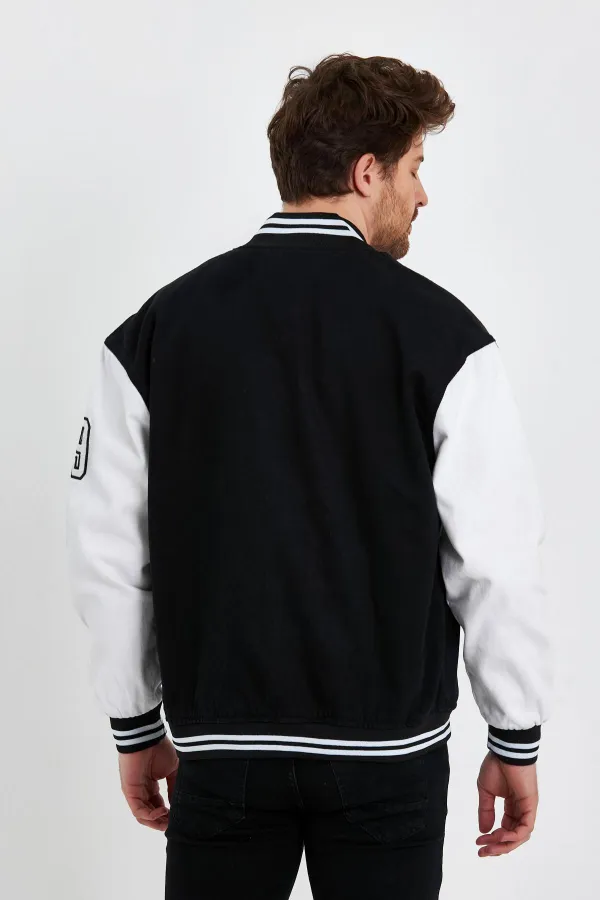 Veste universitaire surdimensionnée en denim et coton unisexe