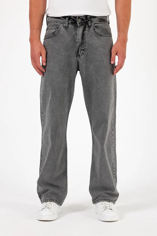 Jean baggy taille haute en coton pour homme