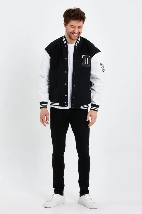 Veste universitaire surdimensionnée en denim et coton unisexe