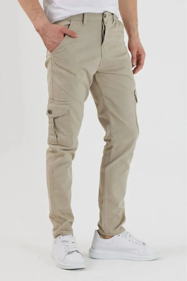 Pantalon cargo élastique pour homme avec poches