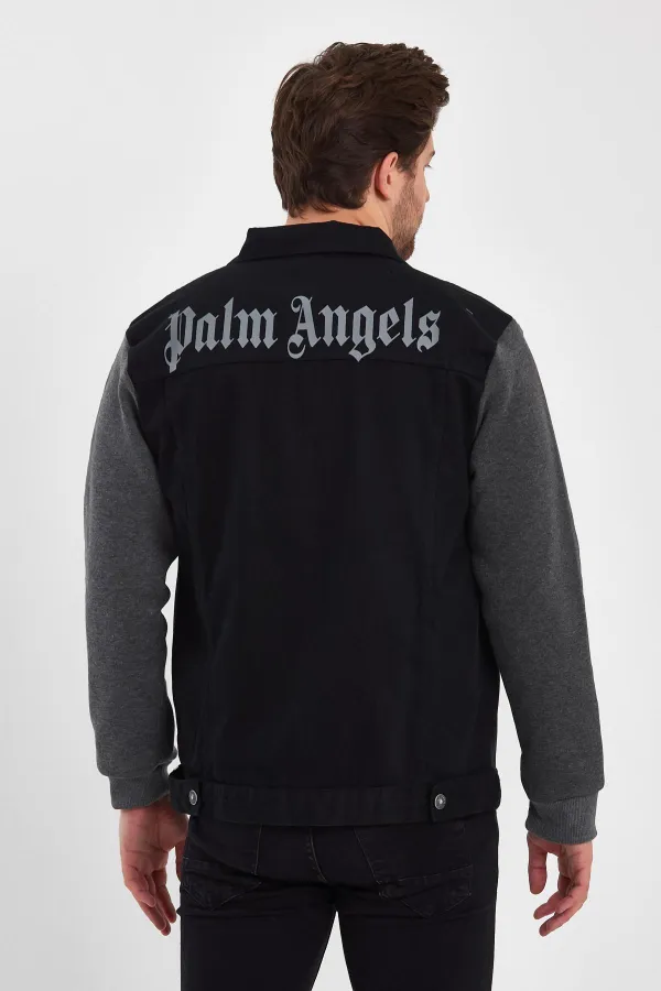 Veste en jean à col polo imprimé en coton pour homme