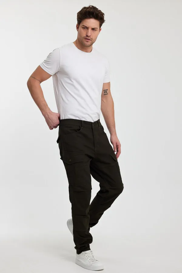 Erkek Dikiş Detaylı Esnek Kargo Cepli Pantolon