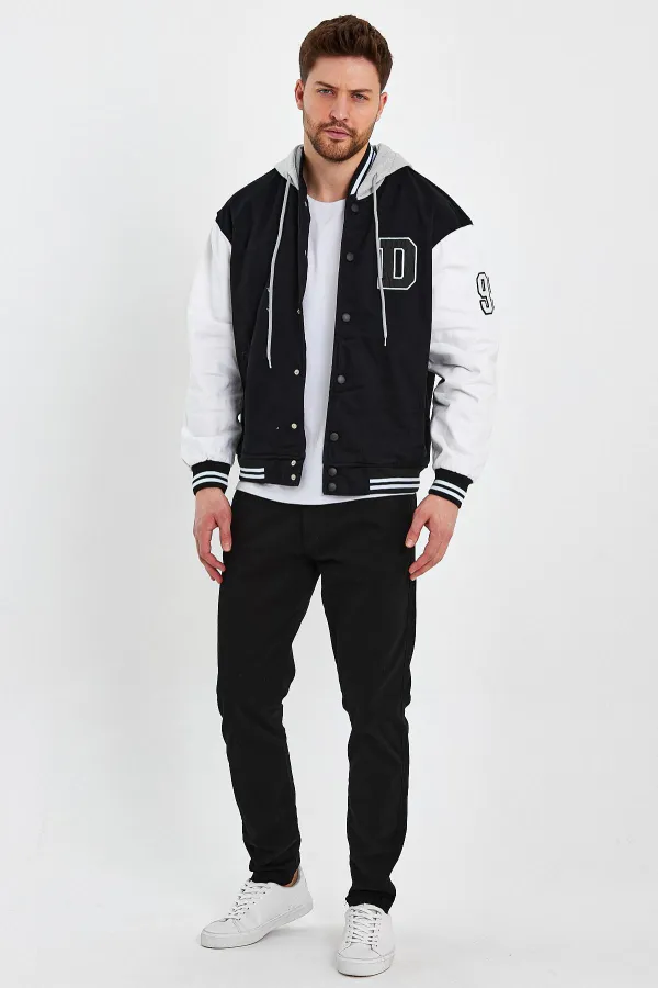 Unisex Pamuklu Kapüşonlu Oversize Kot Kolej Ceket