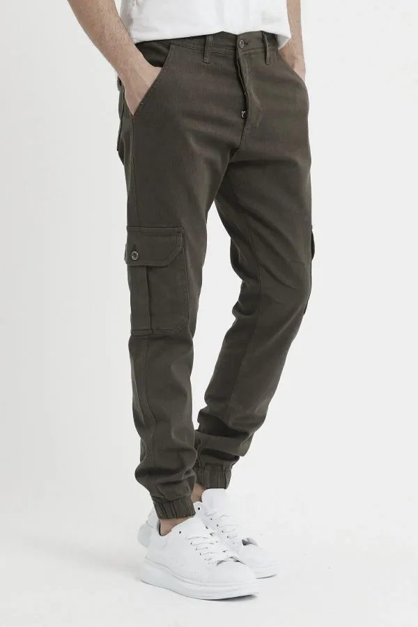 Erkek Paçası Lastikli Esnek Kargo Cepli Pantolon