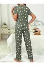 Ensemble de pyjama en velours côtelé à motifs floraux minimalistes