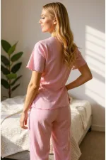 V-Neck Cotton Black Bow Detailed Pajama Set