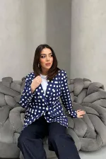 Veste blazer bleu marine à pois en gros