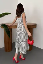 Wholesale Black Off-the-Shoulder Striped Dress