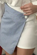 Toptan Beyaz Çizgili Etek Şort